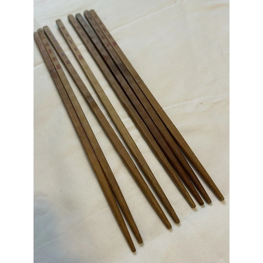 Chinese Blessing Bamboo Chopsticks Set of 8 Good Fortune